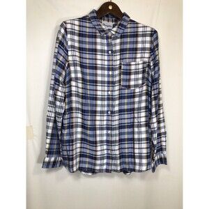 Wrangler  Shirt Women's Size Large Blue Plaid Buttons Western